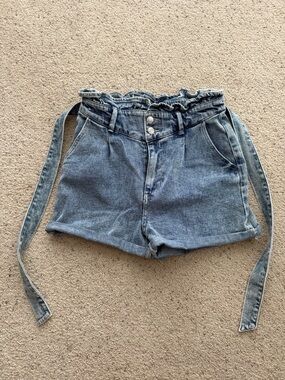 Wild Fable High-Waist Paperbag Denim Shorts in Light Blue